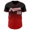 Custom Black White-Red Authentic Fade Fashion Baseball Jersey