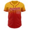 Custom Gold Red-White Authentic Fade Fashion Baseball Jersey