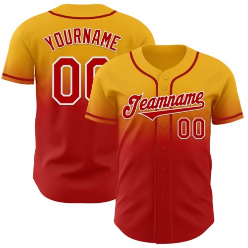 FadeFashion1272 Custom Gold Red-White Authentic Fade Fashion Baseball Jersey
