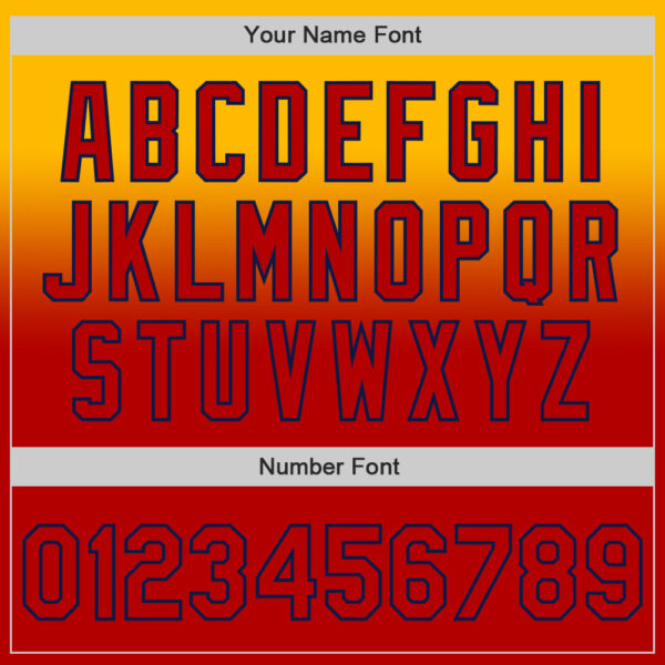 Custom Gold Red-Navy Authentic Fade Fashion Baseball Jersey