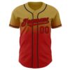 Custom Old Gold Red-Black Authentic Fade Fashion Baseball Jersey