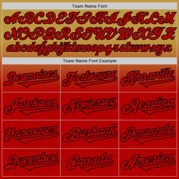 Custom Old Gold Red-Black Authentic Fade Fashion Baseball Jersey