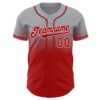 Custom Gray Red-White Authentic Fade Fashion Baseball Jersey