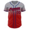 Custom Gray Red-Royal Authentic Fade Fashion Baseball Jersey