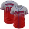 Custom Gray Red-Royal Authentic Fade Fashion Baseball Jersey