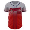 Custom Gray Red-Navy Authentic Fade Fashion Baseball Jersey