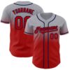 Custom Gray Red-Navy Authentic Fade Fashion Baseball Jersey