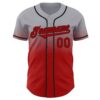 Custom Gray Red-Black Authentic Fade Fashion Baseball Jersey