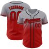 Custom Gray Red-Black Authentic Fade Fashion Baseball Jersey