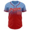 Custom Light Blue Red-White Authentic Fade Fashion Baseball Jersey