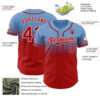 Custom Light Blue Red-White Authentic Fade Fashion Baseball Jersey