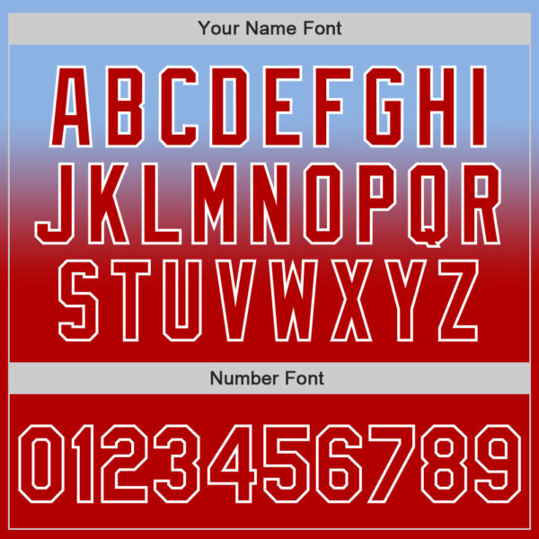 Custom Light Blue Red-White Authentic Fade Fashion Baseball Jersey