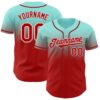 Custom Ice Blue Red-White Authentic Fade Fashion Baseball Jersey