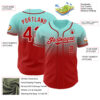 Custom Ice Blue Red-White Authentic Fade Fashion Baseball Jersey