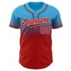 Custom Sky Blue Red-White Authentic Fade Fashion Baseball Jersey