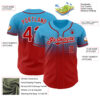 Custom Sky Blue Red-White Authentic Fade Fashion Baseball Jersey