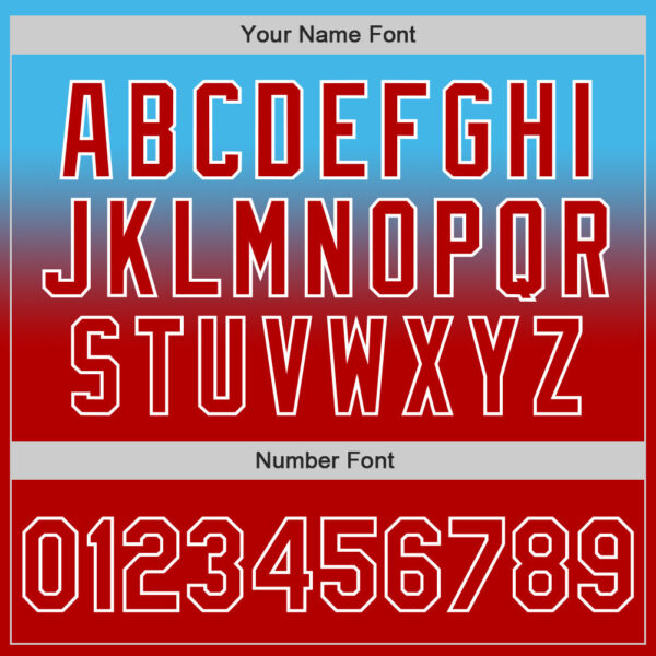 Custom Sky Blue Red-White Authentic Fade Fashion Baseball Jersey