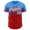 Custom Electric Blue White-Red Authentic Fade Fashion Baseball Jersey