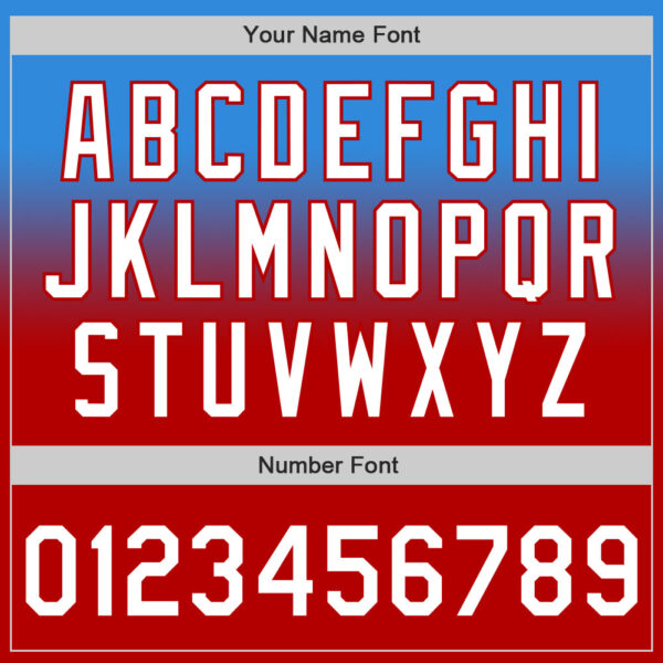 Custom Electric Blue White-Red Authentic Fade Fashion Baseball Jersey