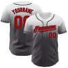 Custom White Red-Steel Gray Authentic Fade Fashion Baseball Jersey