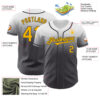 Custom White Gold-Steel Gray Authentic Fade Fashion Baseball Jersey