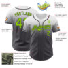 Custom White Neon Green-Steel Gray Authentic Fade Fashion Baseball Jersey