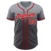 Custom Gray Red Steel Gray-White Authentic Fade Fashion Baseball Jersey