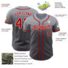 Custom Gray Red Steel Gray-White Authentic Fade Fashion Baseball Jersey