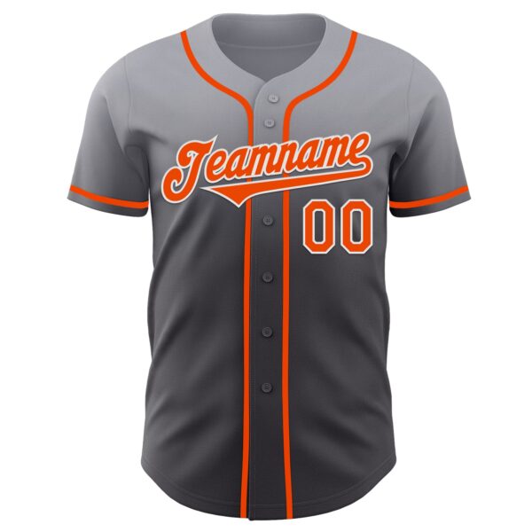 Custom Gray Orange Steel Gray-White Authentic Fade Fashion Baseball Jersey