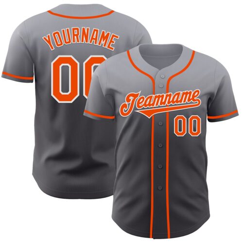 FadeFashion1293 Custom Gray Orange Steel Gray-White Authentic Fade Fashion Baseball Jersey