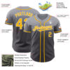 Custom Gray Gold Steel Gray-White Authentic Fade Fashion Baseball Jersey