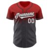 Custom Red White-Steel Gray Authentic Fade Fashion Baseball Jersey