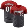 Custom Red White-Steel Gray Authentic Fade Fashion Baseball Jersey