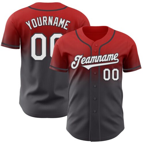 FadeFashion1295 Custom Red White-Steel Gray Authentic Fade Fashion Baseball Jersey