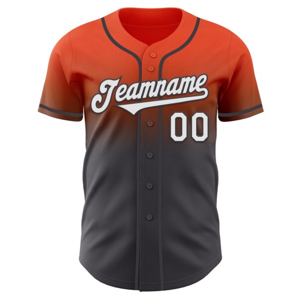 Custom Orange White-Steel Gray Authentic Fade Fashion Baseball Jersey