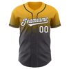 Custom Gold White-Steel Gray Authentic Fade Fashion Baseball Jersey