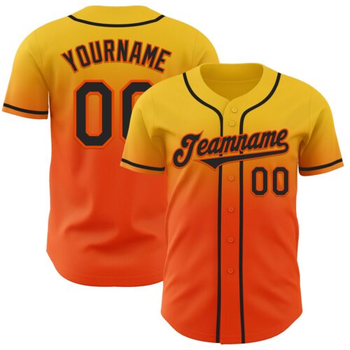 FadeFashion1299 Custom Yellow Black-Orange Authentic Fade Fashion Baseball Jersey