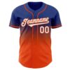 Custom Royal White-Orange Authentic Fade Fashion Baseball Jersey