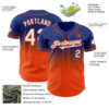 Custom Royal White-Orange Authentic Fade Fashion Baseball Jersey
