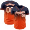 Custom Navy White-Orange Authentic Fade Fashion Baseball Jersey