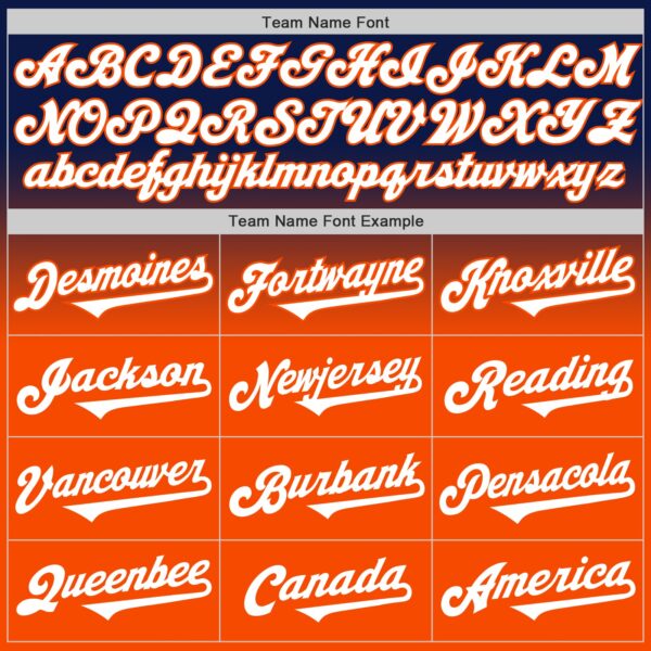 Custom Navy White-Orange Authentic Fade Fashion Baseball Jersey