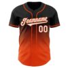 Custom Black White-Orange Authentic Fade Fashion Baseball Jersey