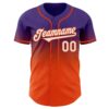 Custom Purple White-Orange Authentic Fade Fashion Baseball Jersey