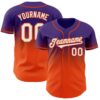 Custom Purple White-Orange Authentic Fade Fashion Baseball Jersey