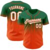 Custom Kelly Green White-Orange Authentic Fade Fashion Baseball Jersey
