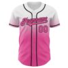 Custom White Pink-Black Authentic Fade Fashion Baseball Jersey