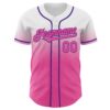 Custom White Pink-Purple Authentic Fade Fashion Baseball Jersey