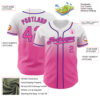Custom White Pink-Purple Authentic Fade Fashion Baseball Jersey