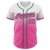 Custom White Pink-Kelly Green Authentic Fade Fashion Baseball Jersey