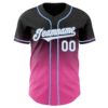 Custom Black White Pink-Light Blue Authentic Fade Fashion Baseball Jersey